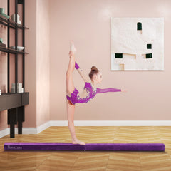 2.4M 8FT Gymnastics Folding Balance Beam Home Gym Training Exercise Sports - Purple