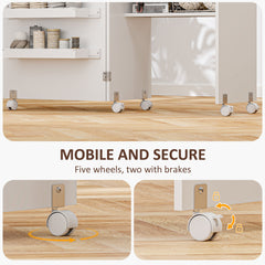 Fynco - Folding Sewing Table, Drop Leaf Craft Table with Storage Bins, Open Shelf and Wheels, Rolling Sewing Machine Cabinet Computer Desk for Small Space, White