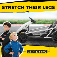 24V Electric Go Kart for Kids, Drift Ride-On Racing Go Kart with 2 Speeds, for Boys Girls Aged 8-12 Years Old, White