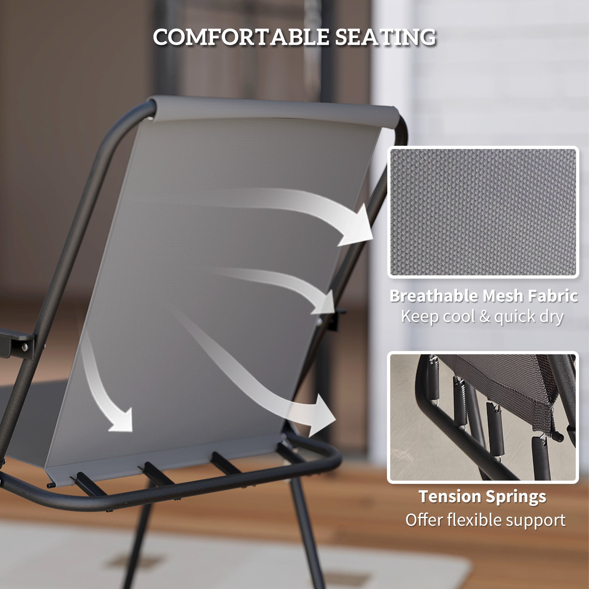 4 Seater Garden Furniture Set, 6 Pieces Garden Table and Chairs with Parasol, Outdoor Garden Dining Set with Folding Chairs and Round Glass Top Table for Patio, Grey