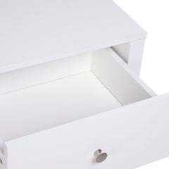 Bedside Table, Nightstand with Drawer and Open Shelf, End Table for Living room, Bedroom, Set of 2, White