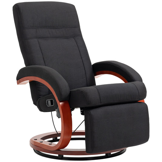 Fynco - 135° Manual Reclining Swivel Chair, with Footrest - Black