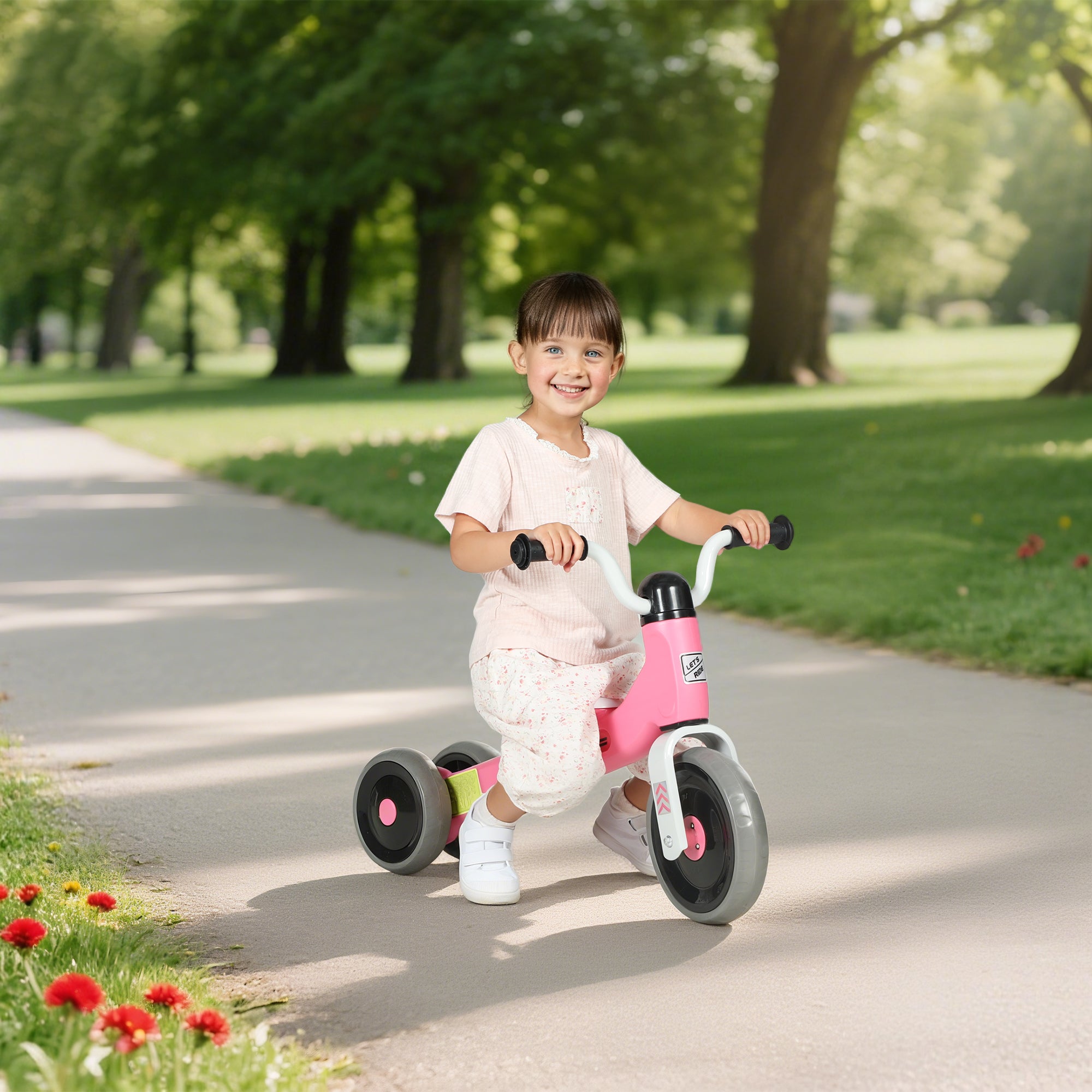 AIYAPLAY Toddler Balance Bike with No Pedal, 3 Silence Wheels for 12-36 Months Boys and Girls, Indoor Outdoor, Pink