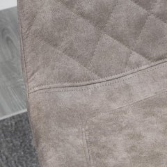 Set Of 2 Bar Stools Vintage Microfiber Cloth Tub Seats Padded Comfortable Steel Frame Footrest Quilted Home Bar Cafe Kitchen Chair Stylish Grey