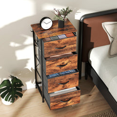 Chest of Four Fabric Drawers - Rustic Brown