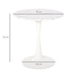 Modern Round Dining Table Leisure Coffee Bistro Table with Metal Base for Kitchen & Dining Room White