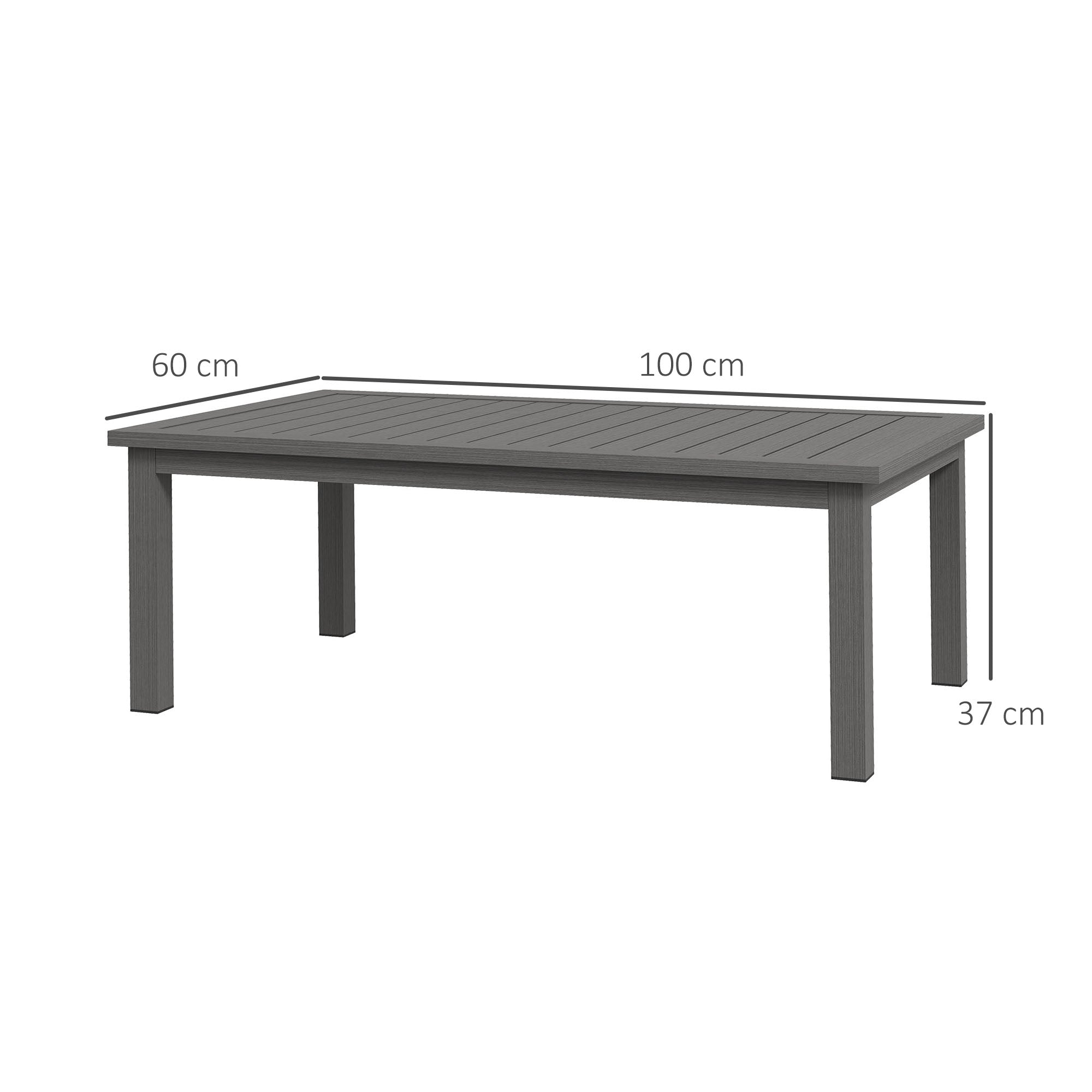 100cm x 60cm Aluminium Outdoor Coffee Table - Brown