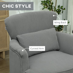 Corduroy Retro Accent Chair - Light Grey