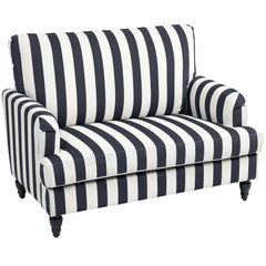 Modern Cuddle Chair, Velvet Single Sofa Armchair with Stripe, Turned Legs and Wide Seat, Upholstered Snuggle Chair for Living Room, Bedroom, Black and White