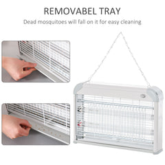 Electric Fly Zapper, 20W Electric Fly Killer, Wall Hanging Bug Zapper Indoor & Outdoor Attracting Insect Mosquito Killer, Grey