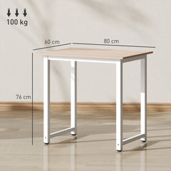 Computer Desk, Writing Table, 80 x 60 x 76cm Workstation for Home Office, Study with Metal Frame, Simple Assembly, White