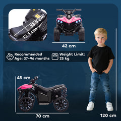 AIYAPLAY 6V Kids ATV, 4 Wheeler Electric Ride on Car with Music and LED Headlights, for Ages 3-8 Years Boys and Girls, Pink
