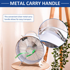 10" 2-Speed Electric Table Desk Fan w/ Safety Guard Anti-Slip Feet Portable Personal Cooling Fan Home Office Bedroom White