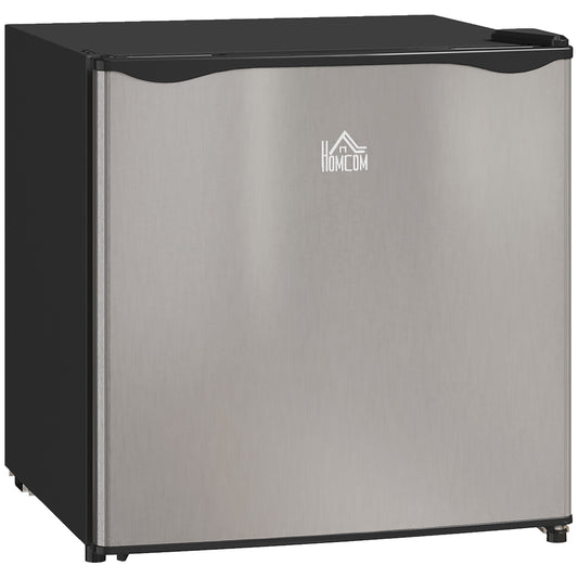 46 Litre Table Top Mini Fridge, Small Fridge with Ice Box, Reversible Door, Adjustable Temperature and Legs for Bedrooms, Home Office, Silver Tone