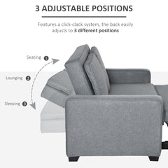 Double Sofa Bed Click Clack Sofa Bed Pull Out Bed with Adjustable Backrest for Living Room and Bedroom Grey