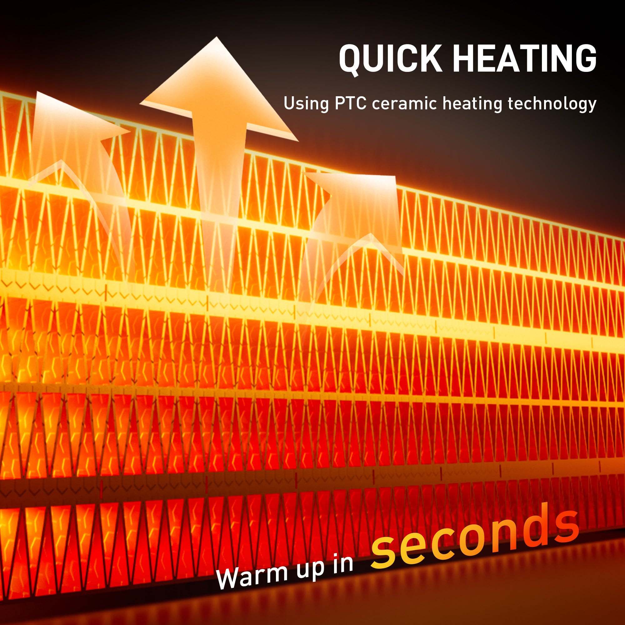 Fynco - 2000W Ceramic Electric Heater with Fan, Timer, Oscillation - Black