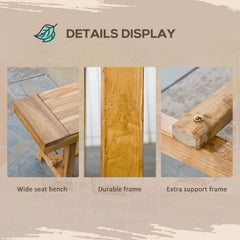 3 Pieces Picnic Bench Set with Table and 2 Benches, Acacia wood Dining Trestle Beer Table and Seat, Natural Wood Finish