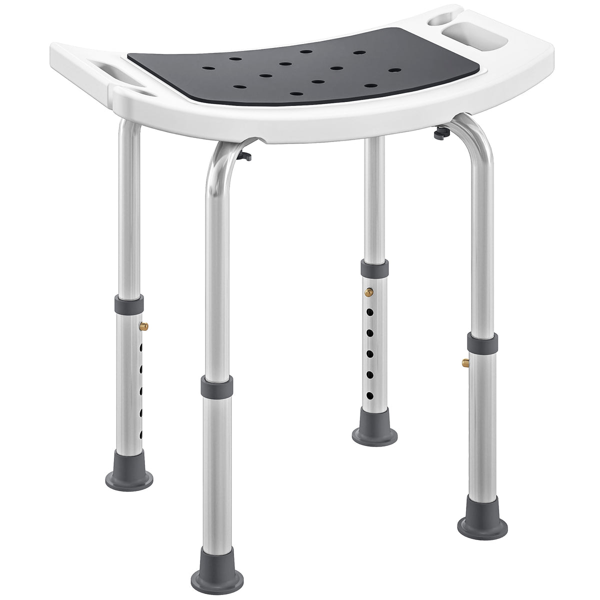 Fynco - Shower Chair, Adjustable Height Shower Stool with Aluminium Frame and Non-Slip Feet, Bathtub Stool Seat for Elderly Disabled Handicap, Grey