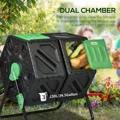 130L Double Chamber Composter - Black