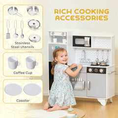 AIYAPLAY Kids Play Kitchen with Sound, Ice/Coffee Maker, Utensils, Microwave, Stainless Steel Utensils, for 3-6 Years