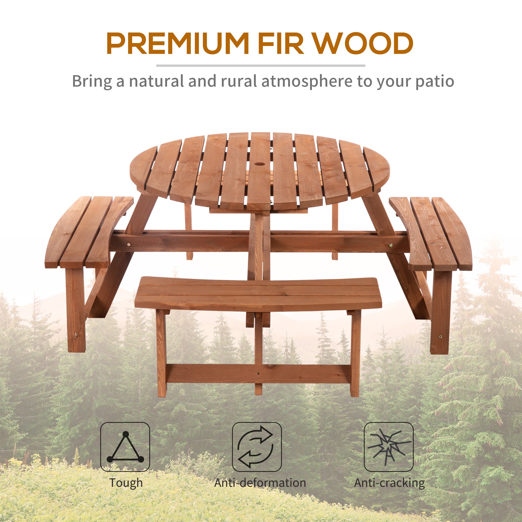 8-Seater Wooden Picnic Set-Fir Wood