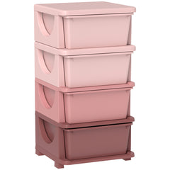 Fynco - Four-Tier Kids Storage Boxes, with Four Drawers, Pink