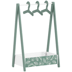 AIYAPLAY Baby Clothing Rack with Hangers, Storage Shelf for Bedroom, Leaf Theme, for Ages 3-6, Green