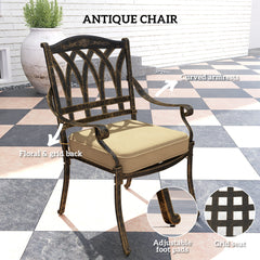 Seven-Piece Cast Aluminium Garden Dining Set - Bronze Tone