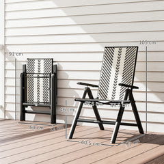Rattan Reclining Garden Chairs - Black