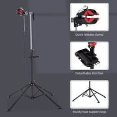 Folding Bike Repair Stand Bicycle Bike Stand For Maintenance Display Cycle Rack with Tool Tray, Height Adjustable