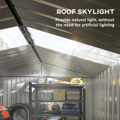 Fynco - Garden Storage Shed, Metal Outdoor Storage Shed House with Foundation Kit, Ventilation, Doors, 9 x 6FT, Grey