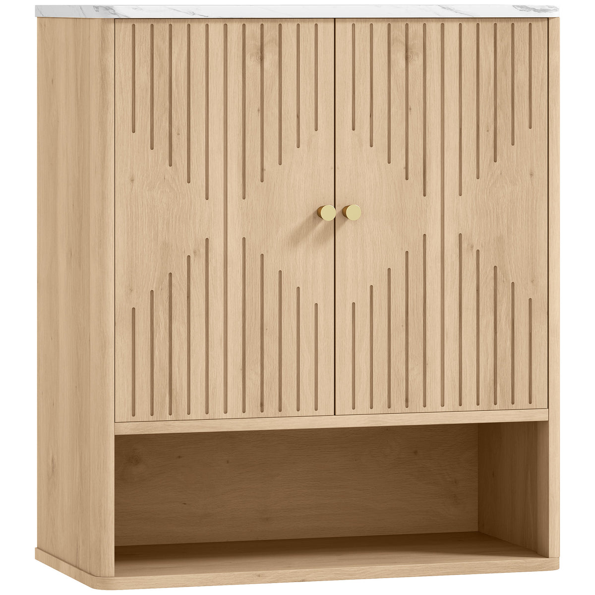 Fynco - Bathroom Wall Cabinet with Adjustable Shelf - Oak