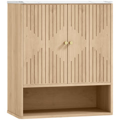 Fynco - Bathroom Wall Cabinet with Adjustable Shelf - Oak