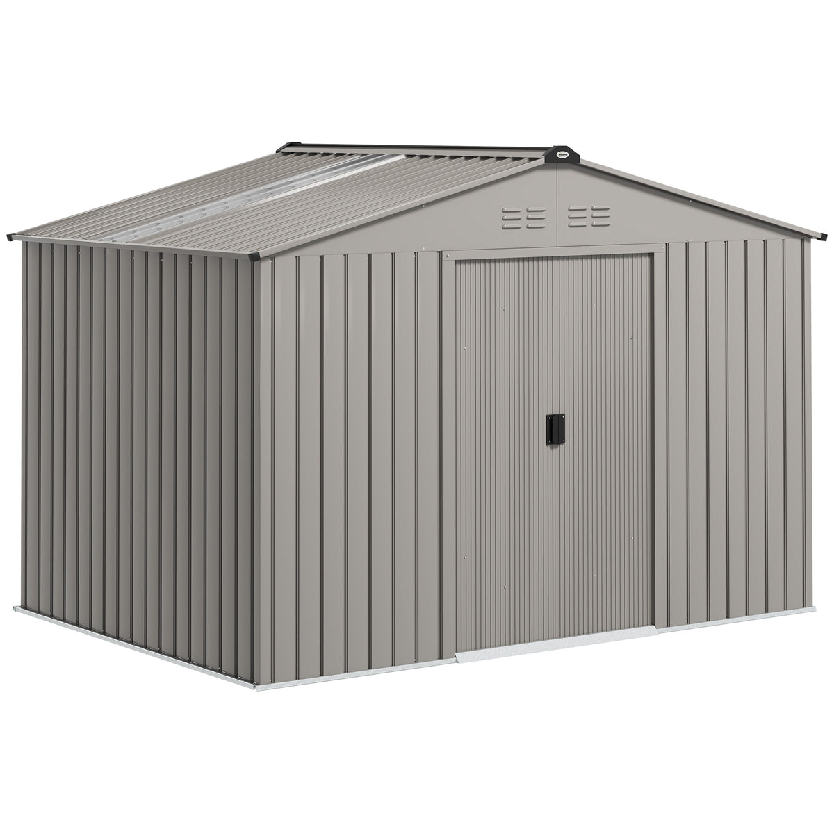 Fynco - Garden Storage Shed, Metal Outdoor Storage Shed House with Foundation Kit, Ventilation, Doors, 9 x 6FT, Grey