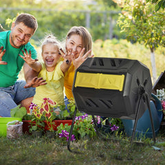 160L 360° Rotating Dual Chamber Composter - Yellow