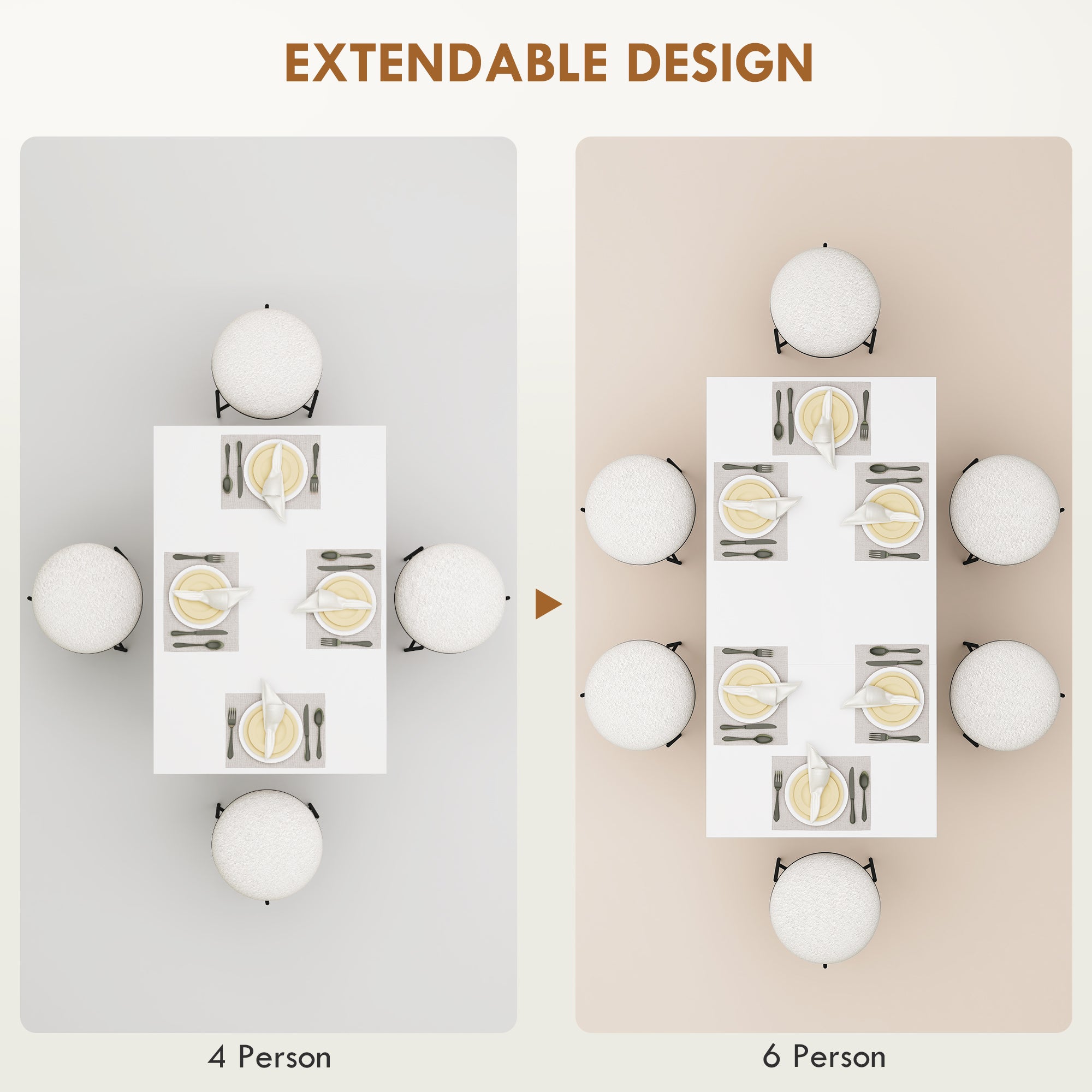 Extending Six-Person High Gloss Dining Table - White