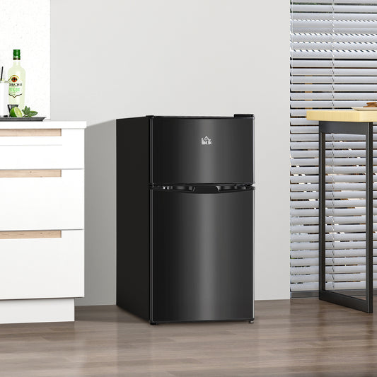 Fynco - 88L Under Counter Fridge Freezer, Small Refrigerator with 5-Setting, 3 Star Freezer Rating, Black