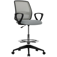 100-120cm Draughtsman Office Chair, with Footrest - Light Grey