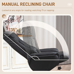 Fynco - Rocking Recliner Chair with Footstool, PU Leather Recliner Armchair with Wood Base, Upholstered Reclining Chair for Living Room Bedroom, Black