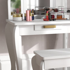 Fynco - Kids Dressing Table Set, with Mirror and Drawer - White