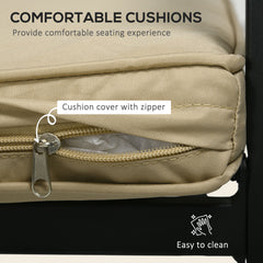 5 Pieces Garden Dining Set with Cushions, Outdoor Patio Table and 4 Stackable Chairs, Metal Top Table with Umbrella Hole, Black