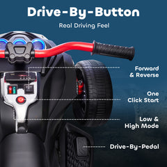 AIYAPLAY 12V Kids Electric Ride On Car with 3 Wheeler, MP3 Player, Horn, 2 Speeds, LED Lights for Boys & Girls Ages 3-8, Black