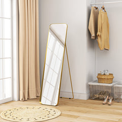 40 x 160 cm Rectangular Full Length Mirror - Gold Tone