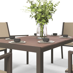Seven-Piece Garden Dining Set, with Plastic Wood-Top Table - Brown