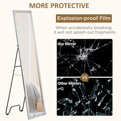 Full Length Mirror Free Standing Mirror Dressing Mirror with PS Frame Modern Wall Mirror for Living Room and Bedroom 34 x 144cm, Silver