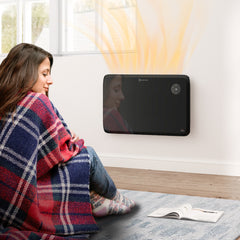 Fynco - 1.2kW Freestand/On-Wall Electric Convector Heater, with Adjustable Thermostat - Black