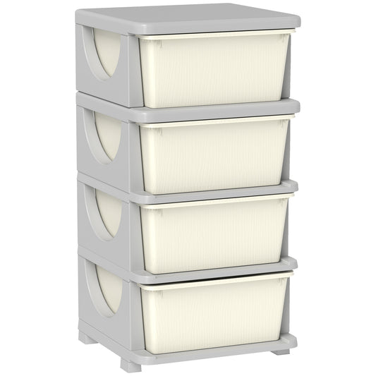 Four-Tier Kids Storage Boxes, with Four Drawers - White