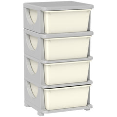 Four-Tier Kids Storage Boxes, with Four Drawers - White