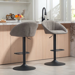Fynco - Set of Two Relaxed Tub Bar Stools - Grey