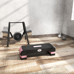 Fynco - Aerobic Step with 3-Level Adjustable Heights for Home, Office Exercise, Black and Pink